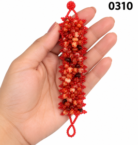กำไลข้อมือลูกปัดแก้วแลมป์เวิร์คสไตล์วินเทจ ประดับคริสตัลและเพชรเทียม สีแดงหลากสี ทำด้วยมือ ยืดหยุ่นได้ เหมาะสำหรับเป็นของขวัญในงานปาร์ตี้ รุ่นสำหรับทุกเพศ - Product Image 1