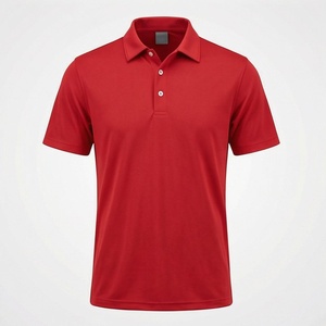 Polo à manches courtes rouge pour homme, 100% coton, tissu Oxford respirant, coupe classique, couleur unie, design tissé - Product Image 1