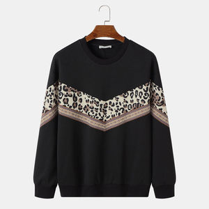 Sudadera de Cuello Redondo para Hombre, Color Negro Sólido, 100% Algodón, Primavera, Impresión Digital, Tejido Suave, Manga Larga - Product Image 2