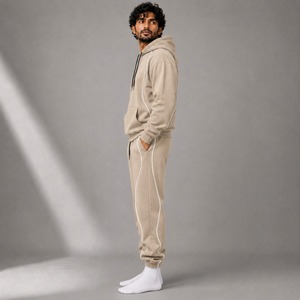 Custom Loose Heavy Sweatsuit Set Wave Tape Hoodie <b>Pants</b> Lounge Street Everyday Soft Winter Warm Layer Fit Wholesale - Product Image 2