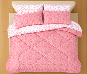 Bloomingdale Comforter Set Reversible Pink <b>White</b> 100% Cotton T-150 All-Season Breathable Home Use - Product Image 2