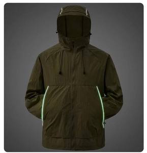 <b>Mens</b> Lightweight Canvas Outdoor Jacket Waterproof Windbreaker Breathable <b>Rain</b> <b>Coat</b> Hiking Traveling Camping Sportswear Front - Product Image 1