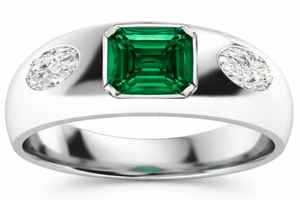 El pedido de Jim: 2 anillos de platino con esmeraldas y diamantes de laboratorio - Product Image 2