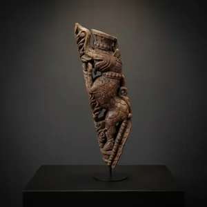 งานแกะสลักไม้โบราณบนฐานเหล็ก รูปทรงมังกร งานฝีมือประณีต สำหรับตกแต่งโต๊ะ ทางเข้าบ้าน หรือตู้ข้าง - Product Image 5