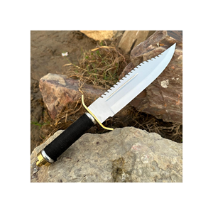 Hot Trending Stainless Steel Sawback Hunting Knife With <b>Black</b> <b>Cord</b> Wrapped Handle Outdoor Camping Survival Knife - Product Image 5