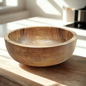 Vaisselle rustique en bois véritable, bols faits à la main, design minimaliste, bois non traité, artisanat pour servir les aliments, usage domestique - Product Image 1