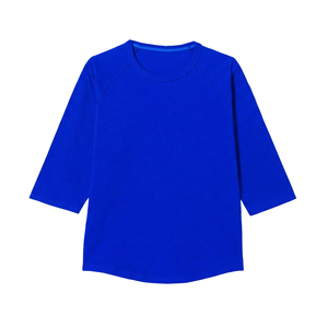 T-shirt décontracté pour homme, col rond, manches raglan, noir, coupe ample, couleur unie, 100% coton, impression par transfert par sublimation - Product Image 6