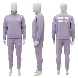 Custom Design <b>Tracksuit</b> Set Full Zipper Stand Collar Sweatshirt Jogger Pants Embossed Logo Unisex Casual Autumn Wear - Product Image 2