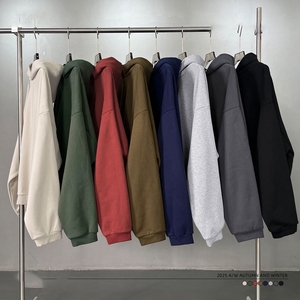 ผู้ผลิตเสื้อผ้า รับสกรีนเสื้อฮู้ดดี้แบบครอป 430gsm ไม่มีกระเป๋า เสื้อผ้าสตรีทแวร์ผู้ชาย ตัวอย่างเสื้อฮู้ดดี้เรียบๆ ปากีสถาน - Product Image 1
