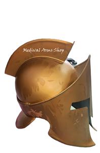 Casco Medieval Antiguo Hecho a Mano de Acero Dorado con Pluma Negra, Armadura Pulida para Reenactment, Cosplay, Halloween, Regalo - Product Image 6