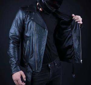 Veste en cuir véritable d'inspiration vintage, style formel, coupe-vent, design urbain pour motard - Product Image 5