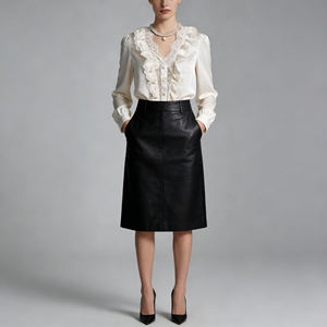 Oferta especial en Temu |   Blusa Elegante con Volantes y Cuello en V para Mujer, Camisa de Manga Larga con Botones, Top Informal para Oficina o Fiesta - Product Image 3