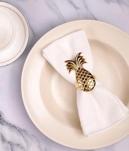 Anneau de serviette en laiton doré motif ananas, décoration de table, accessoire de fête, rond 4,5 cm, style glamour - Product Image 4