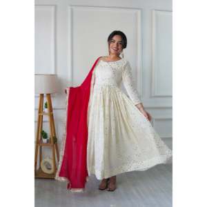 Conjunto de Traje Bordado de Georgette para Mujer - Color Cielo Nocturno Ashley TD-120 - Product Image 2