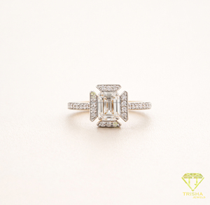 Romantic VVS Moissanite Diamond in 925 Sterling <b>Silver</b> <b>Ring</b> Halo Emerald <b>Solitaire</b> Proposal Jewelry Gift For Wife - Product Image 1