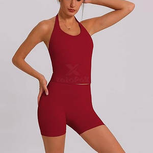 Conjunto de Shorts de Yoga Sólidos para Mujer y Top Corto sin Mangas, Tela Suave y Cómoda, Ajuste Elástico, Secado Rápido, Antibacteriano, para Actividades al Aire Libre - Product Image 6