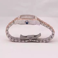 Reloj de Lujo para Mujer con Moissanita, Acero Inoxidable, Cuarzo Analógico, Cuadrado, Números Romanos, Cristal de Zafiro, Hebilla, 41mm, Automático