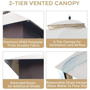 10*12 Ft Softtop in metallo da esterno robusta resistente doppio tetto a baldacchino in acciaio zincato Design zanzariera parasole tende - Product Image 1