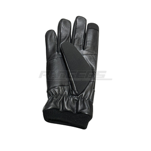 Black Leather <b>Gloves</b> Real Sheepskin Warm Fleece Rib Cuff OEM Custom Low MOQ <b>Mens</b> Winter Driving <b>Gloves</b> Wholesale - Product Image 2