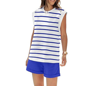 Venta al por mayor: Camiseta deportiva informal de verano para mujer, estilo vintage, con diseño de agujeros, color liso, con encaje, botones en el tobillo, cuello redondo y manga corta, personalizable. - Product Image 4