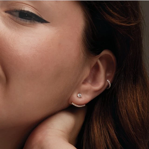 ต่างหูเพชรเม็ดเดี่ยว 0.50 กะรัต เพชรเพาะเลี้ยงในห้องปฏิบัติการ ทองคำแท้ 14K ทรงกลม คลาสสิก เครื่องประดับผู้หญิงคุณภาพสูง ขายส่ง - Product Image 3
