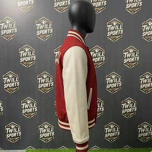 College Style Cornell Varsity Jacket <b>Red</b> <b>Wool</b> Body Stand Collar Winter Embroidered Letterman Bomber Unisex Custom Streetwear - Product Image 4