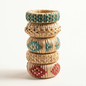 Sophisticated Round Rattan Napkin Ring Handwoven Wicker Napkin Holder Natural Rustic <b>Table</b> Accent For Everyday Dining Decor - Product Image 2
