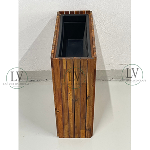 Jardinière en bois d'acacia de qualité supérieure en gros, pot de fleurs en bois écologique avec doublure en plastique, décoration en bois massif du Vietnam - Product Image 4