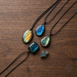 Natural Labradorite Stone Pendant Necklace with <b>Cord</b> 18-22mm Custom Size Blue Flash Gemstone Jewelry Wholesale - Product Image 5