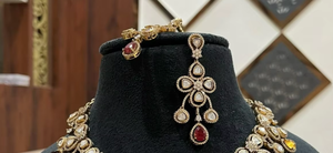 Precioso Conjunto de Collar y Pendientes de Latón Chapado en Oro con Piedras de Moissanita, Regalo Moderno para Bodas, Compromisos y Aniversarios de Estilo Indio - Product Image 2