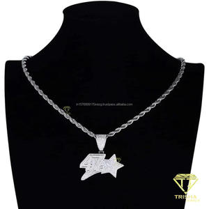 จี้รูปดาวหมายเลข 47 ประดับเพชรโมอิสซาไนต์ เงินแท้ 925 สไตล์ฮิปฮอป - Product Image 4