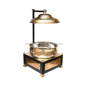 ชุดที่อุ่นจานทำจากทองเหลืองพร้อมฝาปิดด้านบนสำหรับใส่บุฟเฟ่ต์ดีไซน์นูน - Product Image 3