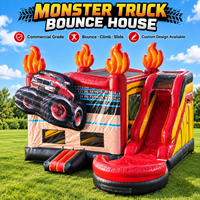 Château gonflable commercial Monster Truck avec toboggan, château gonflable personnalisé en PVC pour location de fête, carnaval en plein air