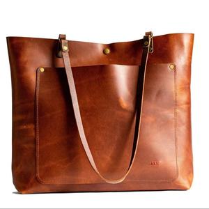 Genuine Leather Vintage Women's <b>Tote</b> Handbag with Zipper Closure and Large Capacity for Daily Travel - Product Image 3