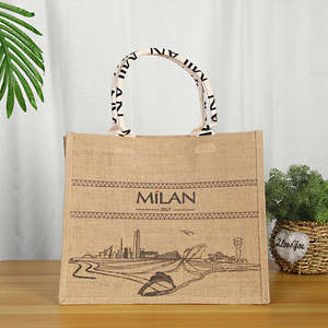 Sac fourre-tout en toile de jute naturelle, durable, réutilisable, pour les courses, avec un grand espace - Product Image 6