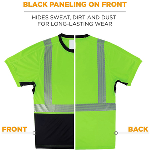 Camiseta de Seguridad Reflectante de Alta Visibilidad Unisex, Verde y Negra, Manga Corta, Bolsillo en el Pecho, Transpirable, Resistente al Agua, Poliéster - Product Image 4