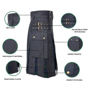 Top Selling Women's Black <b>Watch</b> Tartan Hybrid Kilt Traditional Scottish Cotton Plaid Handmade Wholesale Manufacturer - Product Image 6