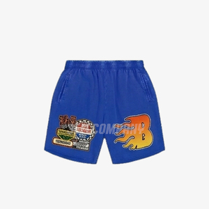 Conjunto de Sudadera con Capucha y Pantalones Cortos con Estampado de Llamas para Niños, Conjunto Deportivo Azul - Product Image 2