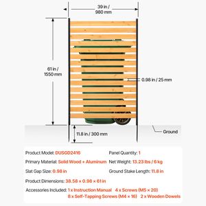 Panel de valla de madera de 39 x 61 pulgadas para privacidad, fácil de instalar, pantalla para aire acondicionado, para recinto de equipos de piscina con estacas metálicas - Product Image 4