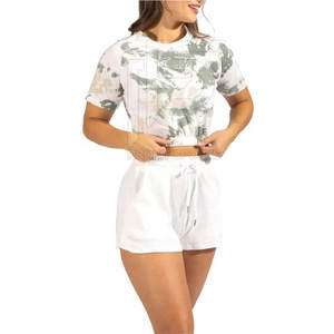 เสื้อครอปท็อปแฟชั่นใหม่ ไซส์ใหญ่สำหรับผู้หญิง เสื้อยืดลายมัดย้อมพิมพ์ลายสำหรับผู้หญิง - Product Image 2