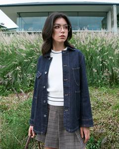 Chaqueta vaquera casual para mujer, color azul marino oscuro, con cierre de cremallera, ecológica, impermeable, cortavientos, para otoño/invierno, corte regular, color liso. - Product Image 4