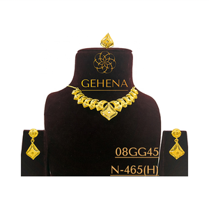 Diseñador elegante de moda 24K chapado en oro 5 gramos Collar corto conjunto pendiente anillo mujer Sexy elegante moda boda fiesta - Product Image 1