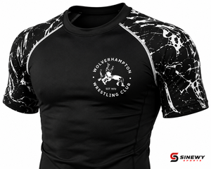 ชุดเสื้อรัดกล้ามเนื้อและกางเกงขาสั้นสำหรับนักมวยปล้ำชาย SINEWY SPORTS สีดำลายหินอ่อนขาว ชุดออกกำลังกายแบบกระชับซับเหงื่อ - Product Image 5