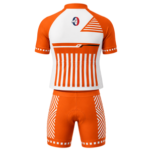 Ensemble maillot et short de cyclisme personnalisé orange et blanc, manches courtes, fermeture éclair intégrale, respirant, rembourré, pour équipe de course cycliste, entraînement, vêtements de sport - Product Image 2