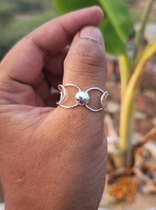 Bague en argent audacieux faite à la main en argent sterling 925 bague réglable ouverte bijoux minimalistes empilables modernes - Product Image 6