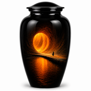 Autocollant commémoratif de luxe Infinity Galaxy Portal avec urne funéraire en émail pour cendres humaines - Product Image 4