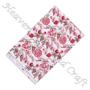 100% main bloc imprimé coton tissu imprimé Floral-imprimé léger belle literie robe de chambre lit couverture chemises vêtements - Product Image 4