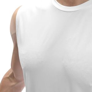 <b>Men's</b> <b>White</b> Sleeveless Sports Tank Top Lightweight Round Neck Workout Shirt Casual Fitness <b>Vest</b> Custom Apparel Manufacturer - Product Image 2