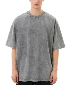 เสื้อยืดคอตตอนทรงโอเวอร์ไซส์สำหรับผู้ชาย แขนสั้น คอกลม สไตล์ลำลอง สตรีทแวร์ ผ้าเจอร์ซีย์ ทรงหลวม สไตล์วินเทจ ขายส่ง - Product Image 1