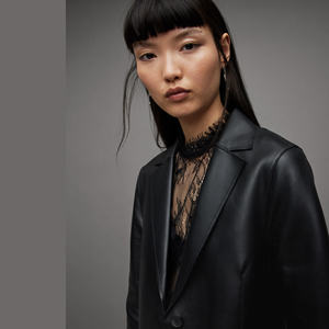 Veste de moto classique asymétrique en cuir véritable imprimé coupe-vent pour femme, personnalisable pour l'hiver - Product Image 6